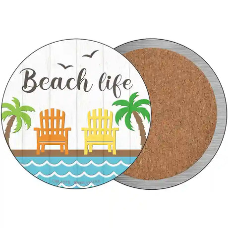 Beach Life Novelty Metal Circle Sign 3.5" (CC)