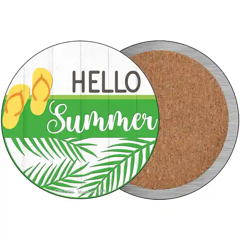 Hello Summer Flip Flops Novelty Metal Circle Sign 3.5" (CC)