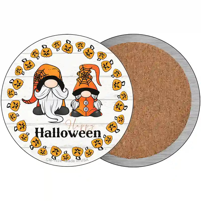 Happy Halloween Pumpkin Spooky Gnomes Novelty Metal Circle Sign 3.5" (CC)