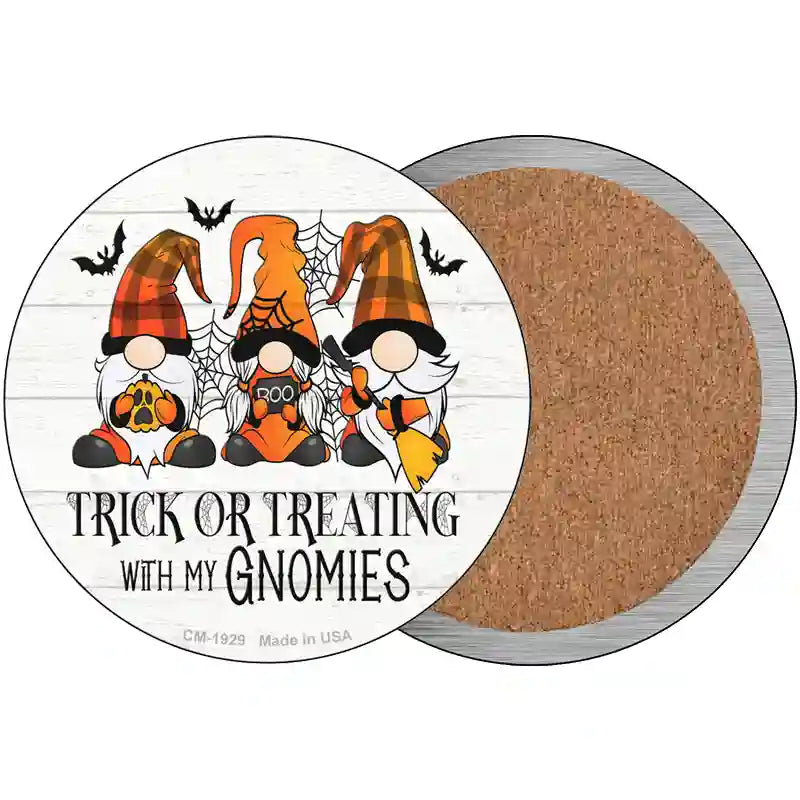 Trick Or Treating With My Gnomies Novelty Metal Circle Sign 3.5" (CC)