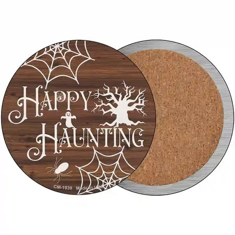 Happy Haunting Novelty Metal Circle Sign 3.5" (CC)