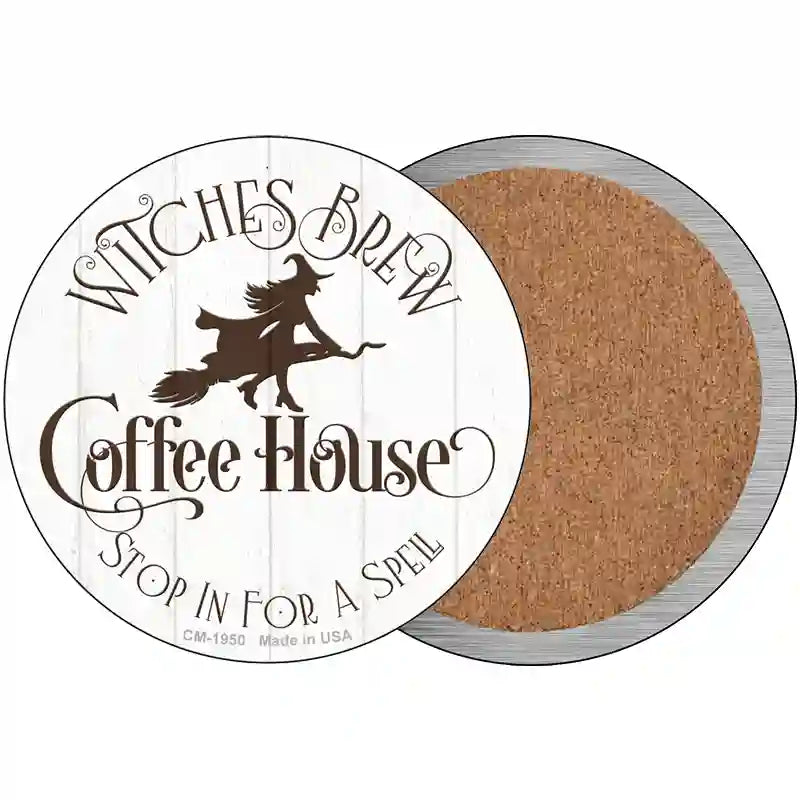 Witches Brew Coffee House Novelty Metal Circle Sign 3.5" (CC)