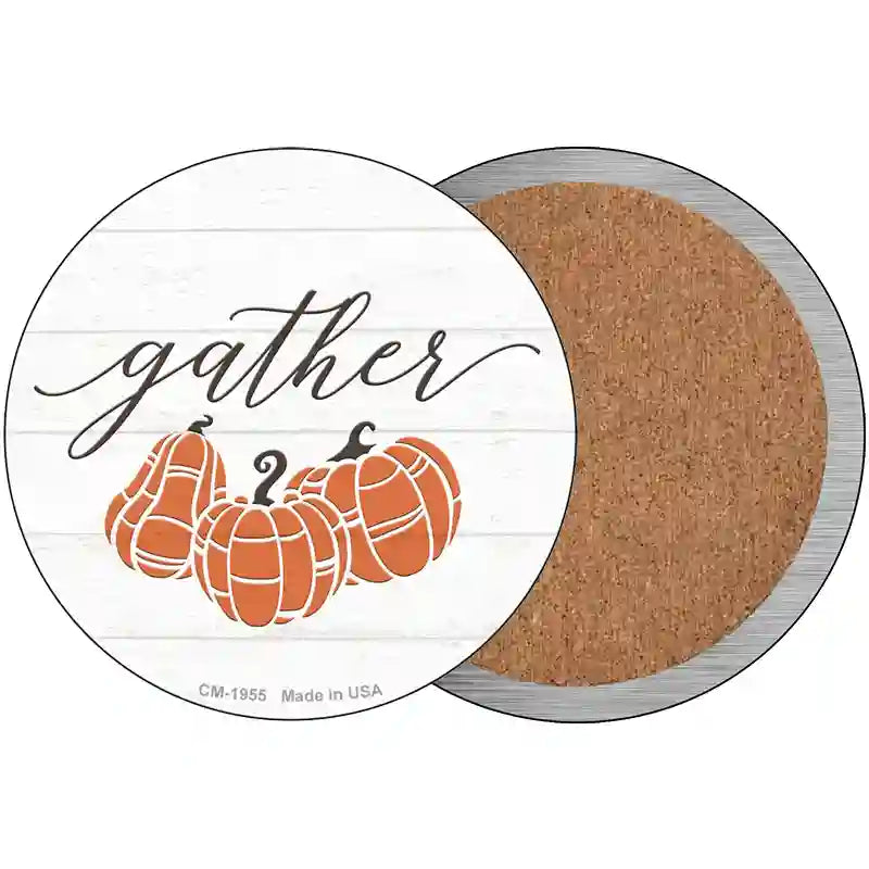 Gather Pumpkins Novelty Metal Circle Sign 3.5" (CC)