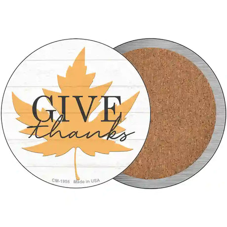 Give Thanks Leaf Novelty Metal Circle Sign 3.5" (CC)