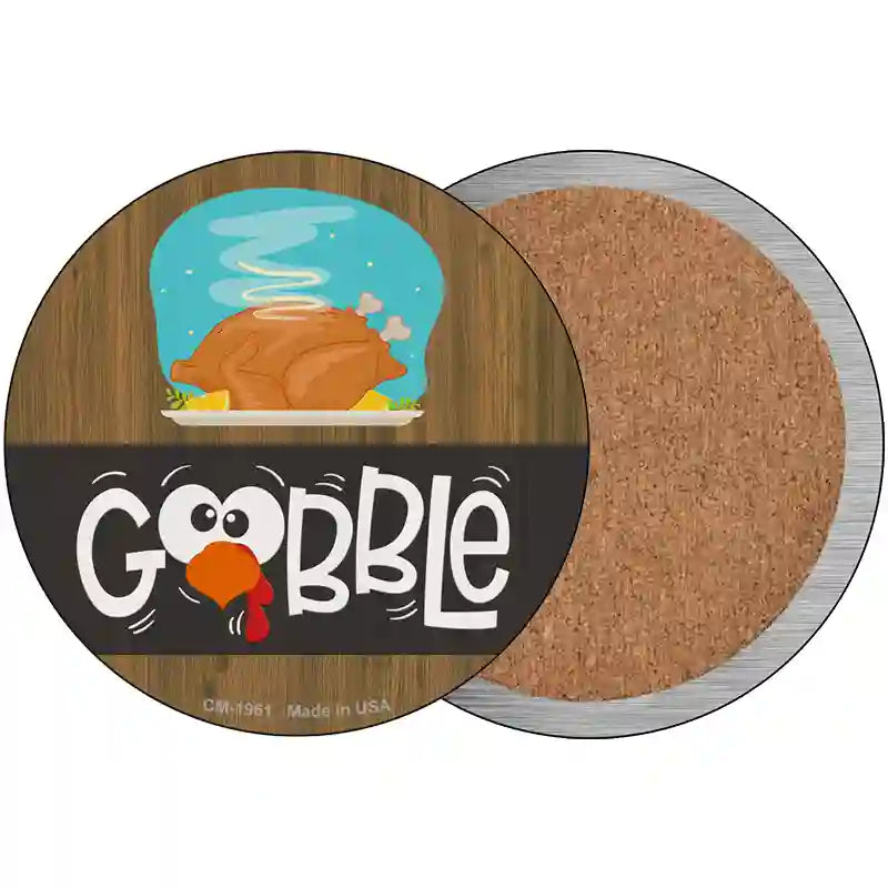 Gobble Turkey Novelty Metal Circle Sign 3.5" (CC)