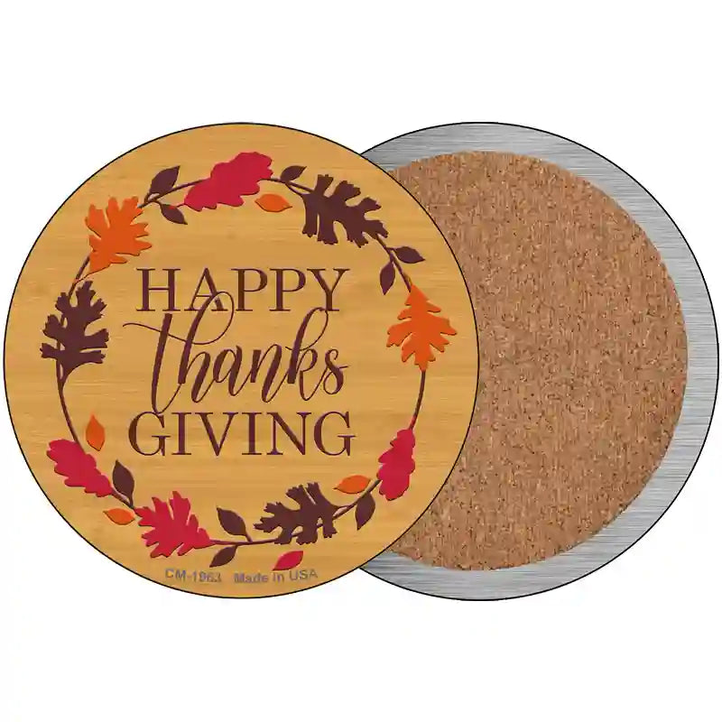 Happy Thanksgiving Novelty Metal Circle Sign 3.5" (CC)