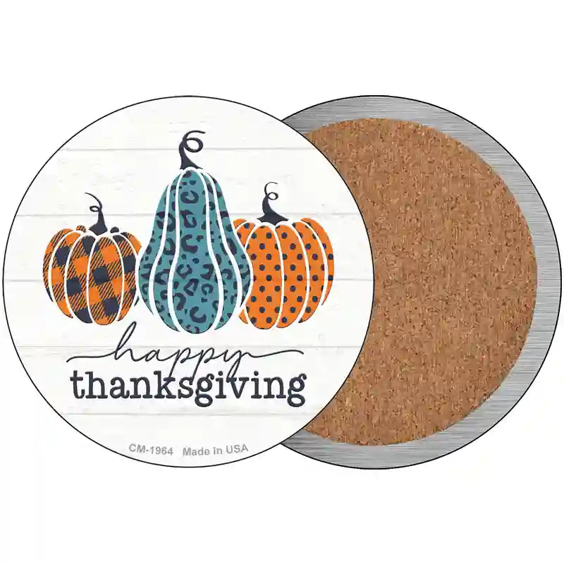 Happy Thanksgiving Pumpkins Novelty Metal Circle Sign 3.5" (CC)