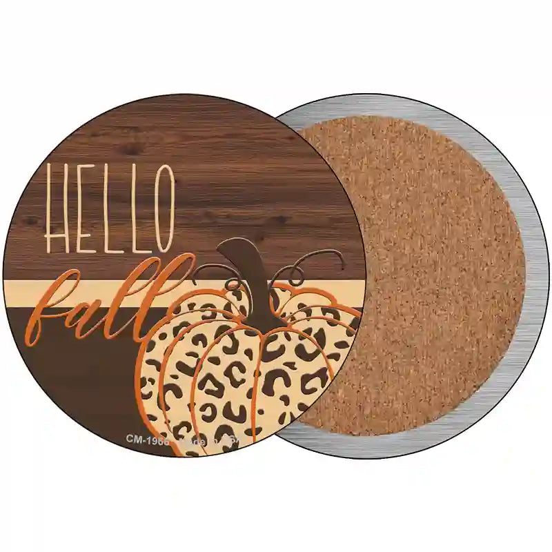 Hello Fall Pumpkin Novelty Metal Circle Sign 3.5" (CC)