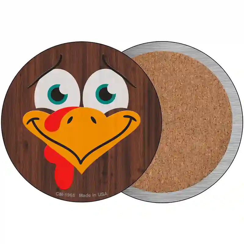 Turkey Face Novelty Metal Circle Sign 3.5" (CC)