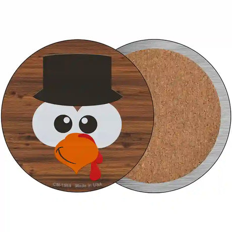 Turkey Face Top Hat Novelty Metal Circle Sign 3.5" (CC)