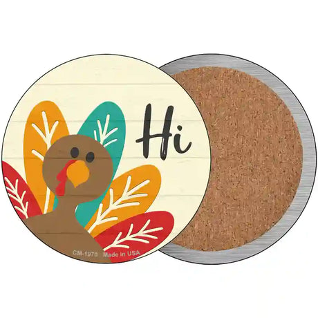 Turkey Says Hi Novelty Metal Circle Sign 3.5" (CC)