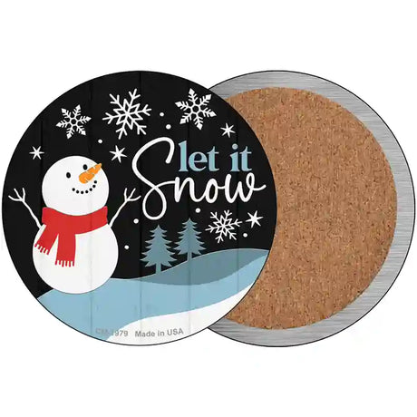 Snowman Let It Snow Novelty Metal Circle Sign 3.5" (CC)