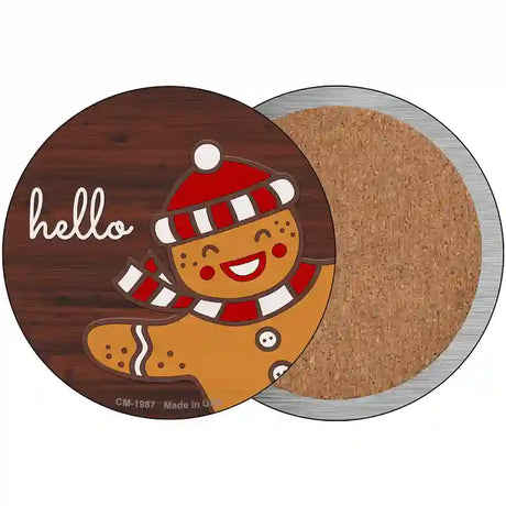 Gingerbread Man Says Hello Novelty Metal Circle Sign 3.5" (CC)