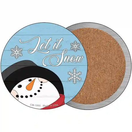 Let It Snow Blue Novelty Metal Circle Sign 3.5" (CC)