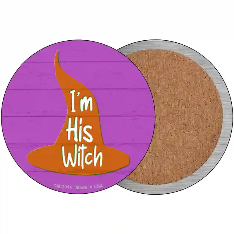 Im His Witch Pink Novelty Metal Circle Sign 3.5" (CC)