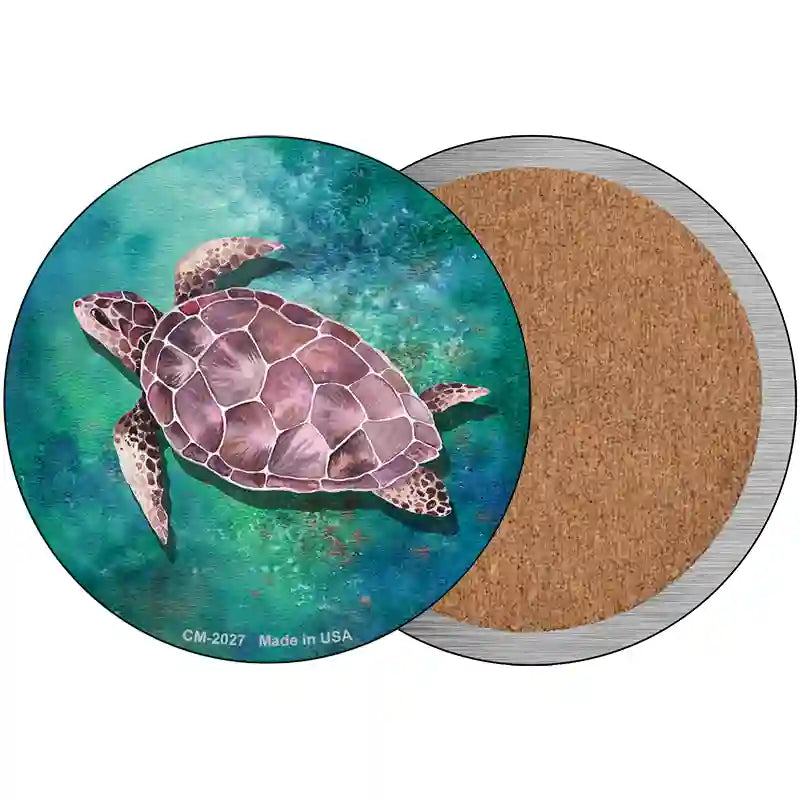 Sea Turtle Aqua Novelty Metal Circle Sign 3.5" (CC)