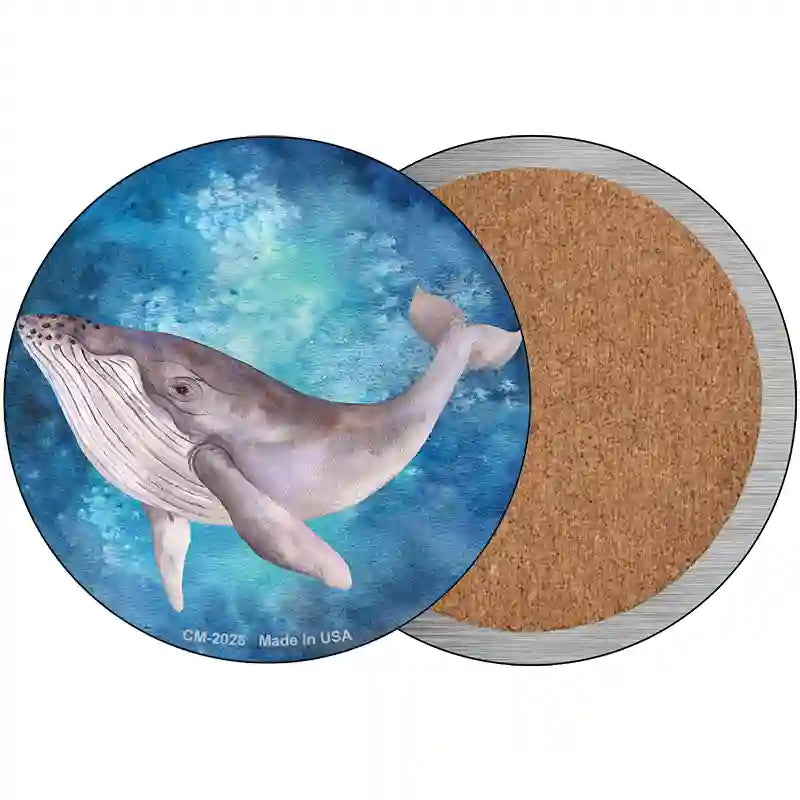 Humpback Whale Blue Novelty Metal Circle Sign 3.5" (CC)