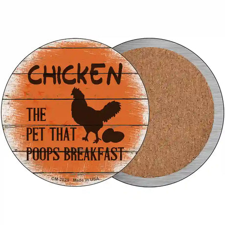 Chicken That Poops Breakfast Novelty Metal Circle Sign 3.5" (CC)