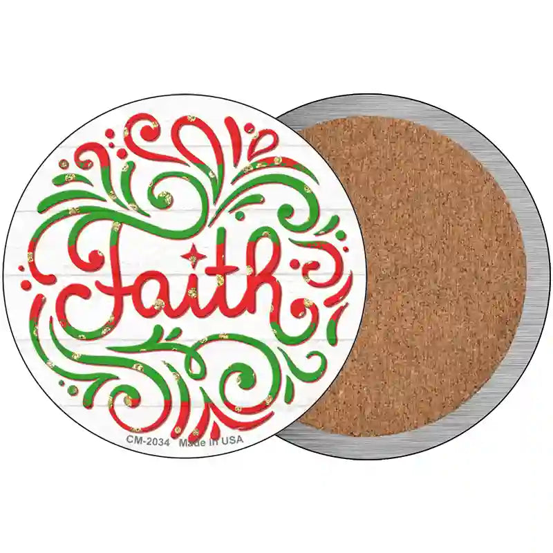 Faith Christmas Novelty Metal Circle Sign 3.5" (CC)