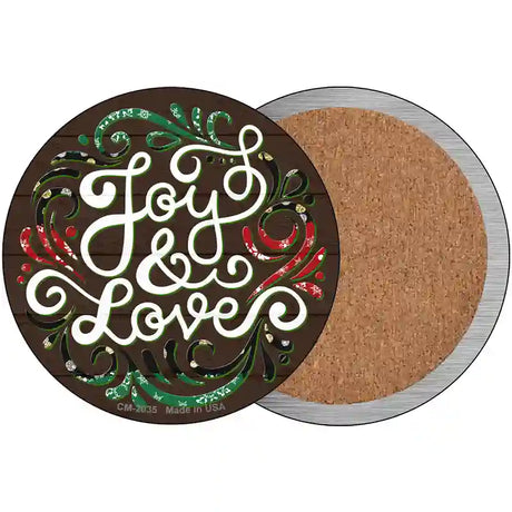 Joy and Love Christmas Novelty Metal Circle Sign 3.5" (CC)