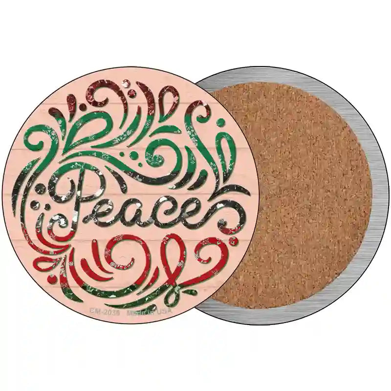 Peace Christmas Novelty Metal Circle Sign 3.5" (CC)