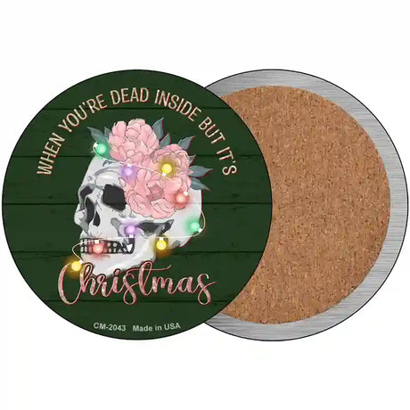 Dead Inside but its Christmas Novelty Metal Circle Sign 3.5" (CC)