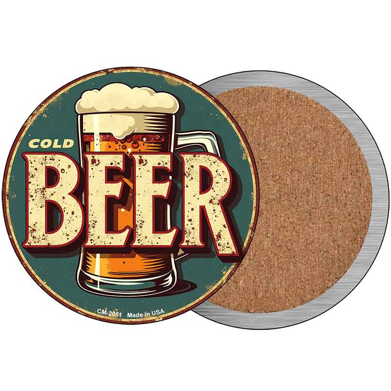 Cold Beer Novelty Circle Coaster Set of 4 CC-2051