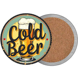 Cold Beer Novelty Metal Circular Sign C-2052