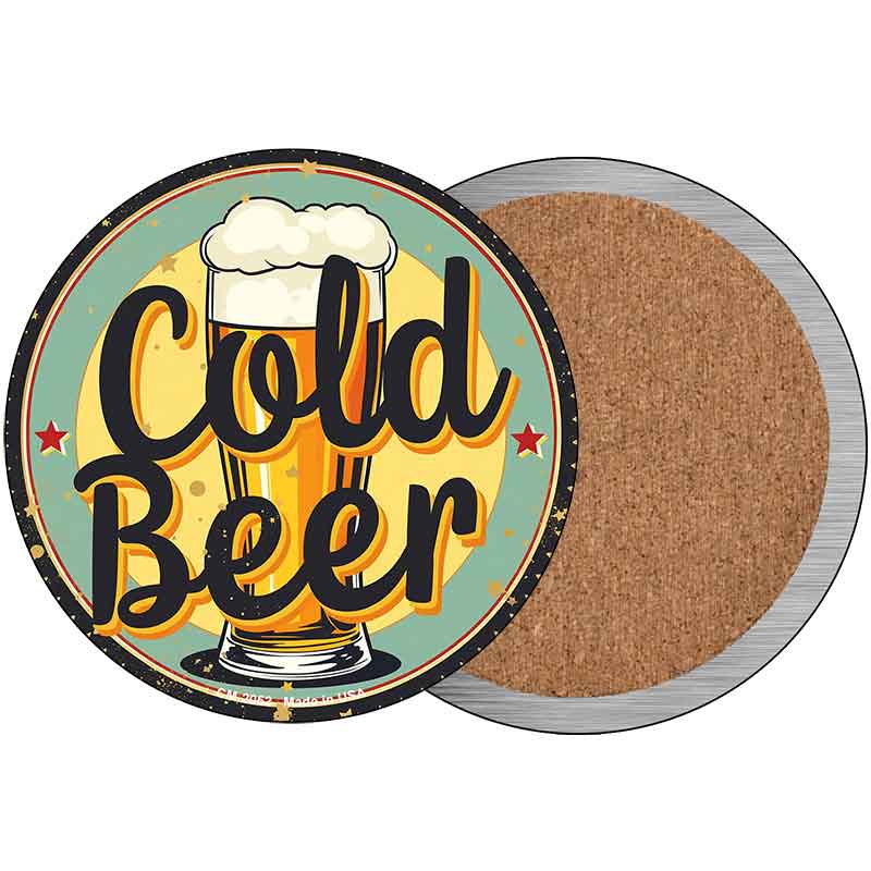 Cold Beer Novelty Circle Coaster Set of 4 CC-2052