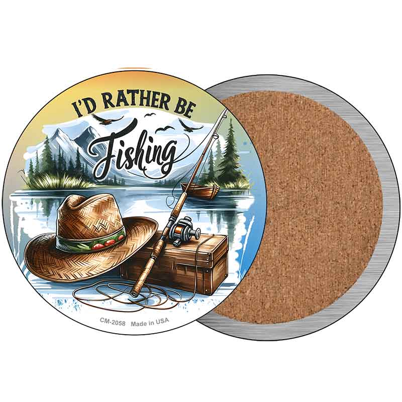 Id Rather Be Fishing Novelty Circle Coaster Set of 4 CC-2058