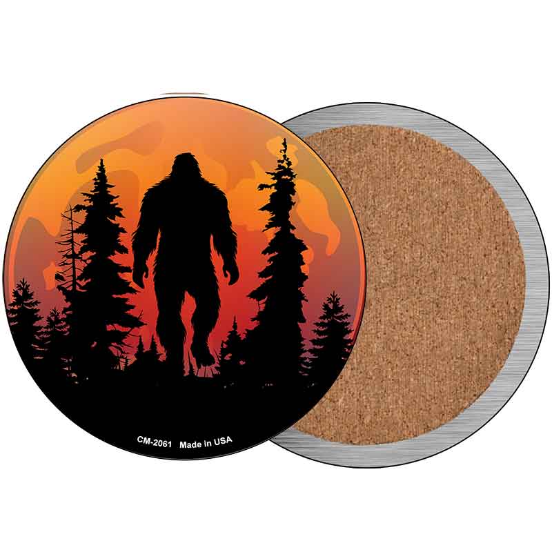 Bigfoot Silhouette on Moon Novelty Circle Coaster Set of 4 CC-2061