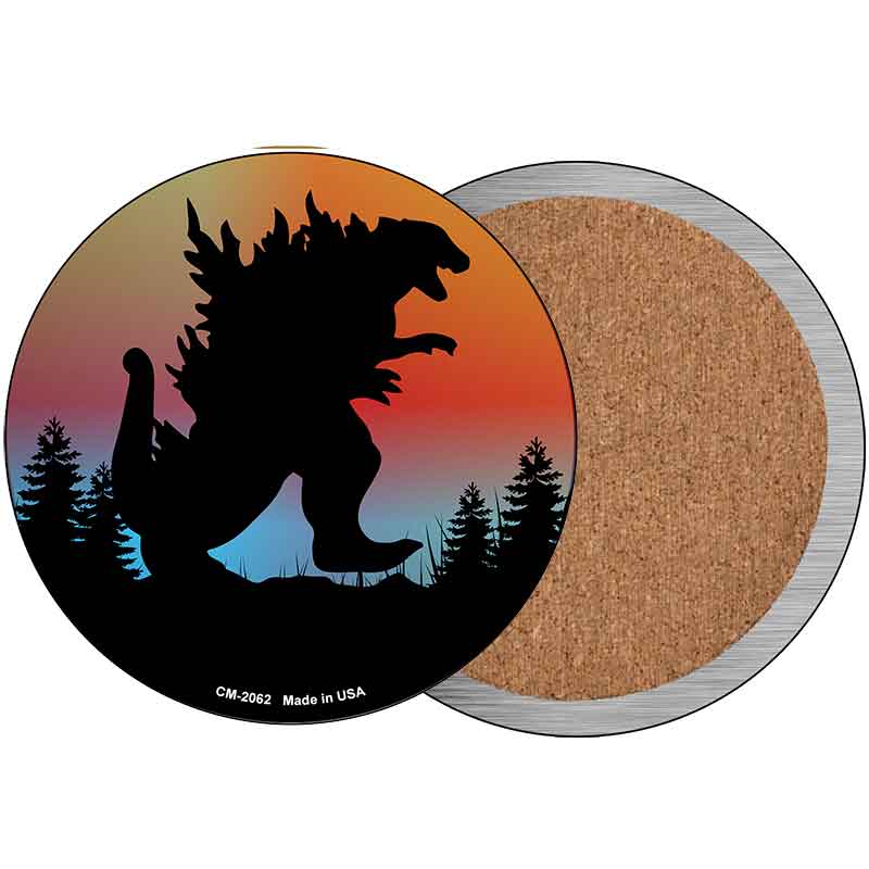 Godzilla Silhouette Sunset Novelty Circle Coaster Set of 4 CC-2062