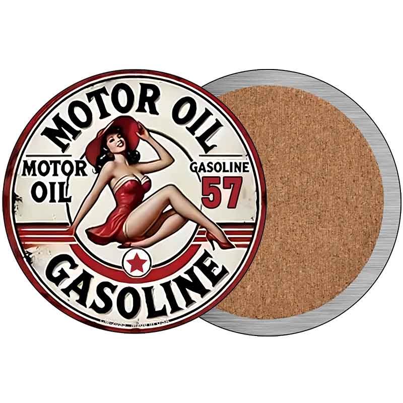 Motor Oil Gasoline Novelty Circle Coaster Set of 4 CC-2095