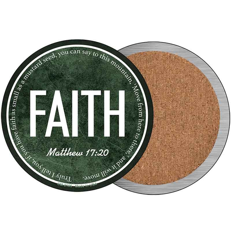 Faith Bible Verse Novelty Circle Coaster Set of 4 CC-2105