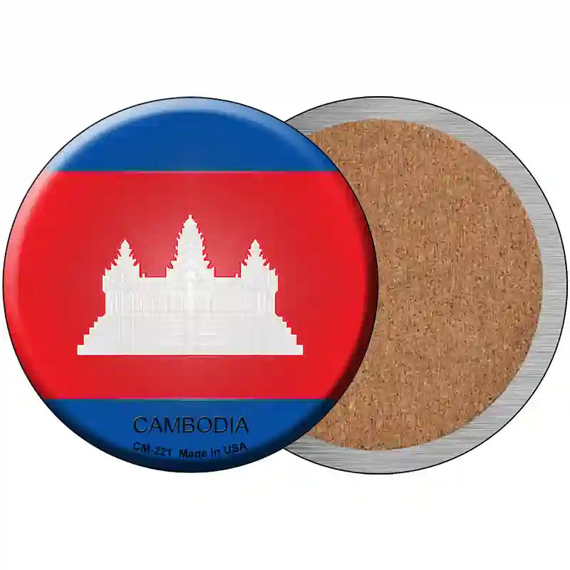 Cambodia Country Novelty Metal Circular Sign 3.5" (CC)