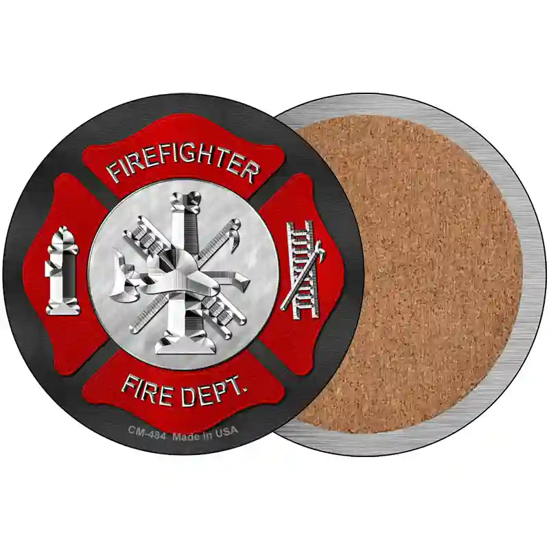 Firefighter Novelty Metal Circular Sign 3.5" (CC)