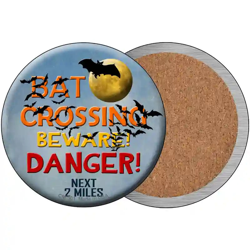 Bat Crossing Novelty Metal Circular Sign 3.5" (CC)