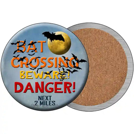 Bat Crossing Novelty Metal Circular Sign 3.5" (CC)