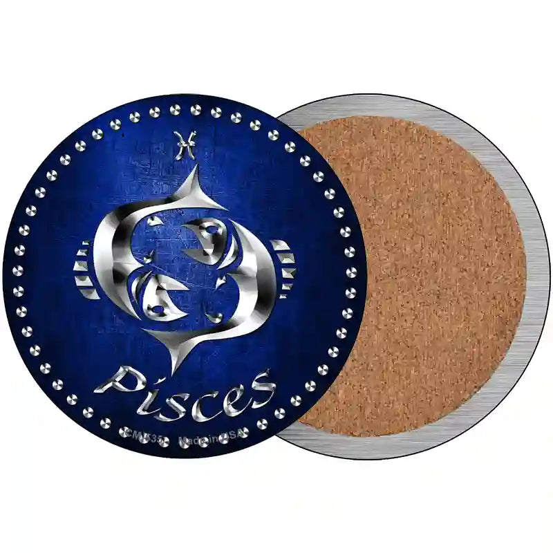 Pisces Novelty Metal Circular Sign 3.5" (CC)