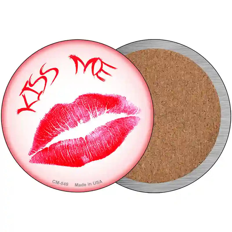 Kiss Me Novelty Metal Circular Sign 3.5" (CC)