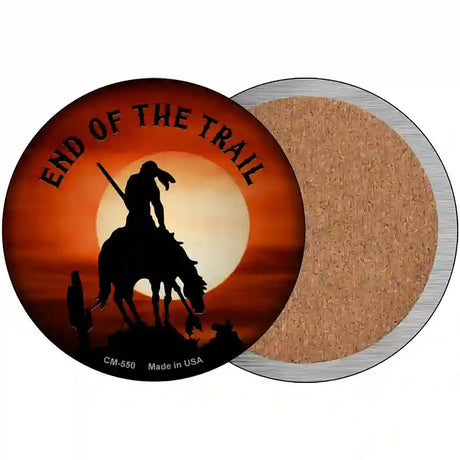 End Of The Trail Novelty Metal Circular Sign 3.5" (CC)