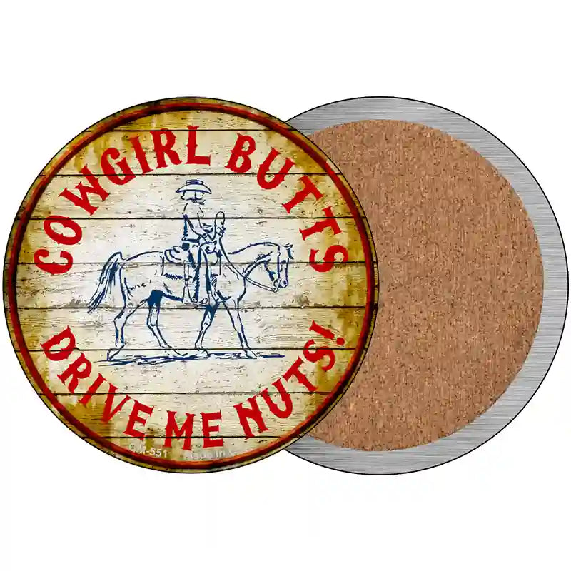 Cowgirl Butts Novelty Metal Circular Sign 3.5" (CC)