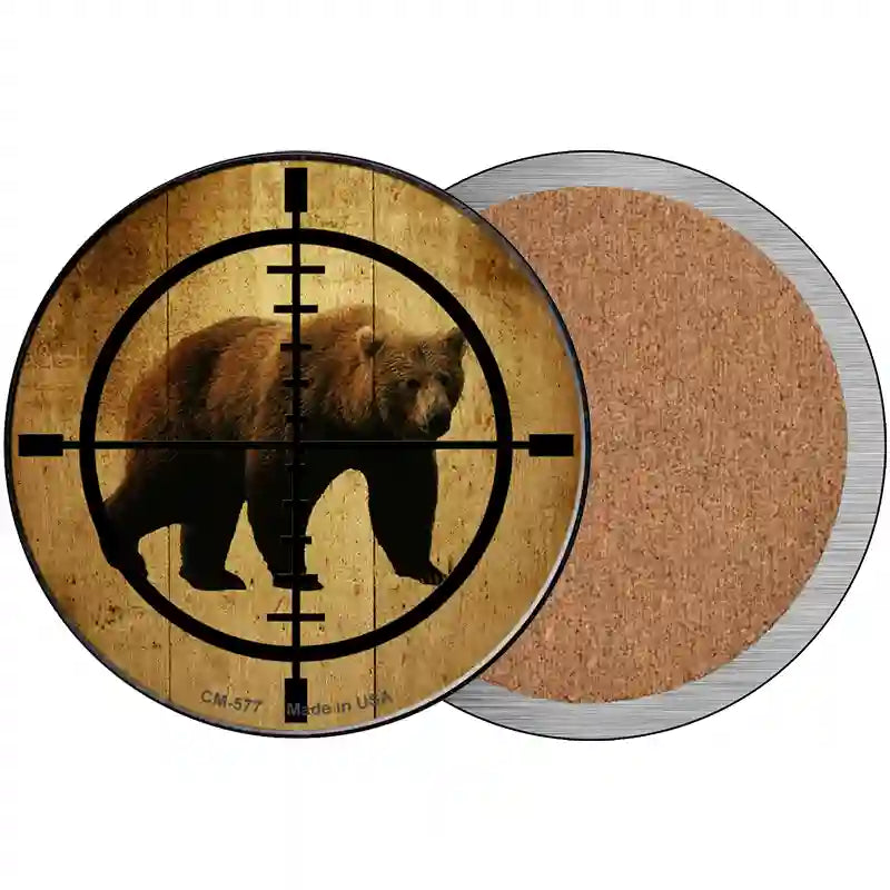 Bear Hunter Novelty Metal Circular Sign 3.5" (CC)