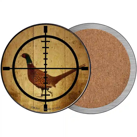 Pheasant Hunter Novelty Metal Circular Sign 3.5" (CC)