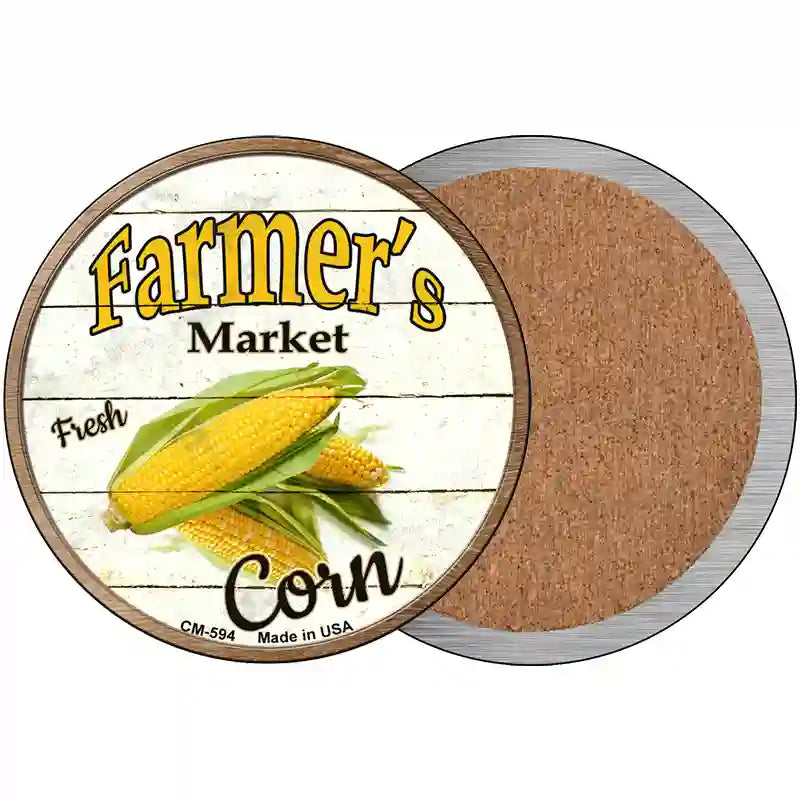 Farmers Market Corn Novelty Metal Circular Sign 3.5" (CC)