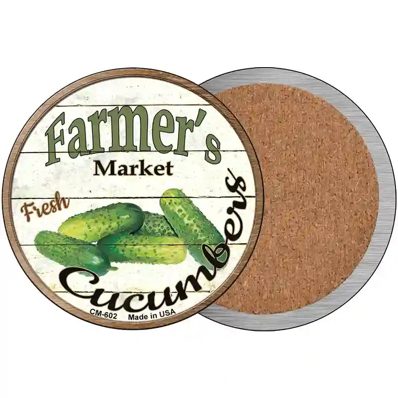 Farmers Market Cucumber Novelty Metal Circular Sign 3.5" (CC)