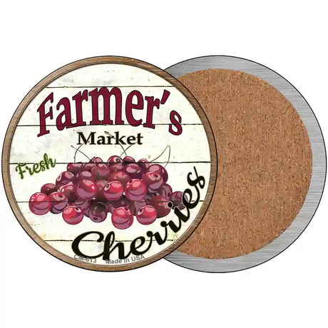 Farmers Market Cherries Novelty Metal Circular Sign 3.5" (CC)