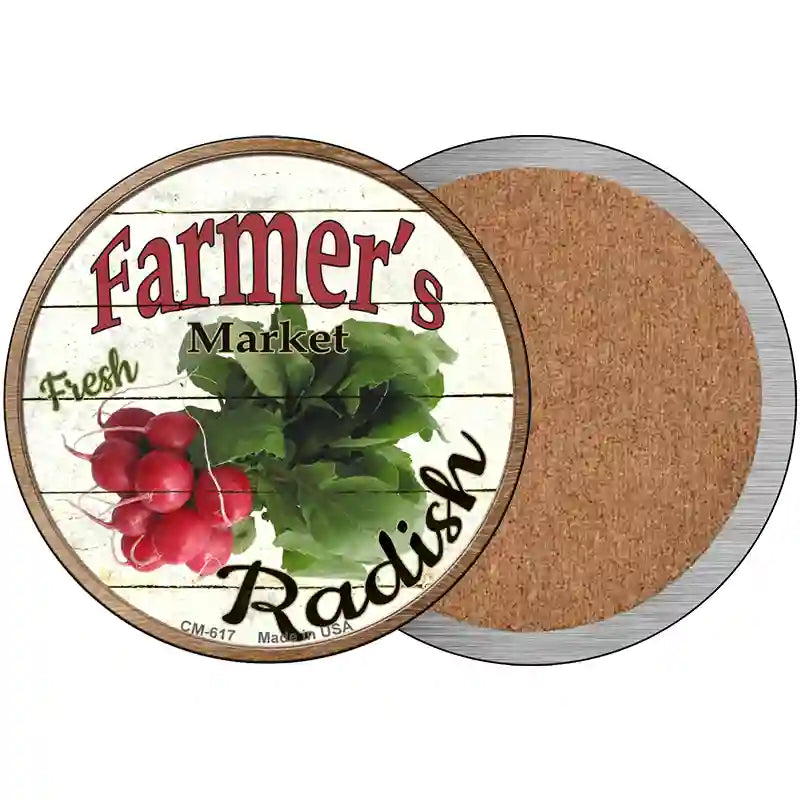 Farmers Market Radish Novelty Metal Circular Sign 3.5" (CC)