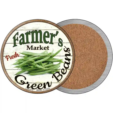 Farmers Market Green Beans Novelty Metal Circular Sign 3.5" (CC)