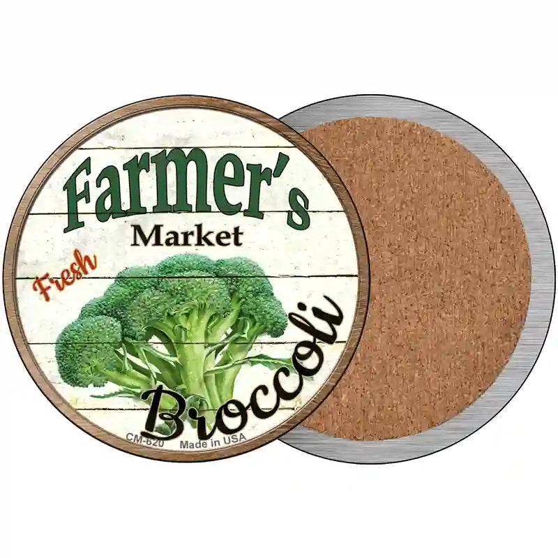 Farmers Market Broccoli Novelty Metal Circular Sign 3.5" (CC)